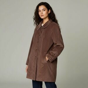 CORDANA Wellington Fashions Vintage Brown Velour Button Front Mid Length‎ Coat